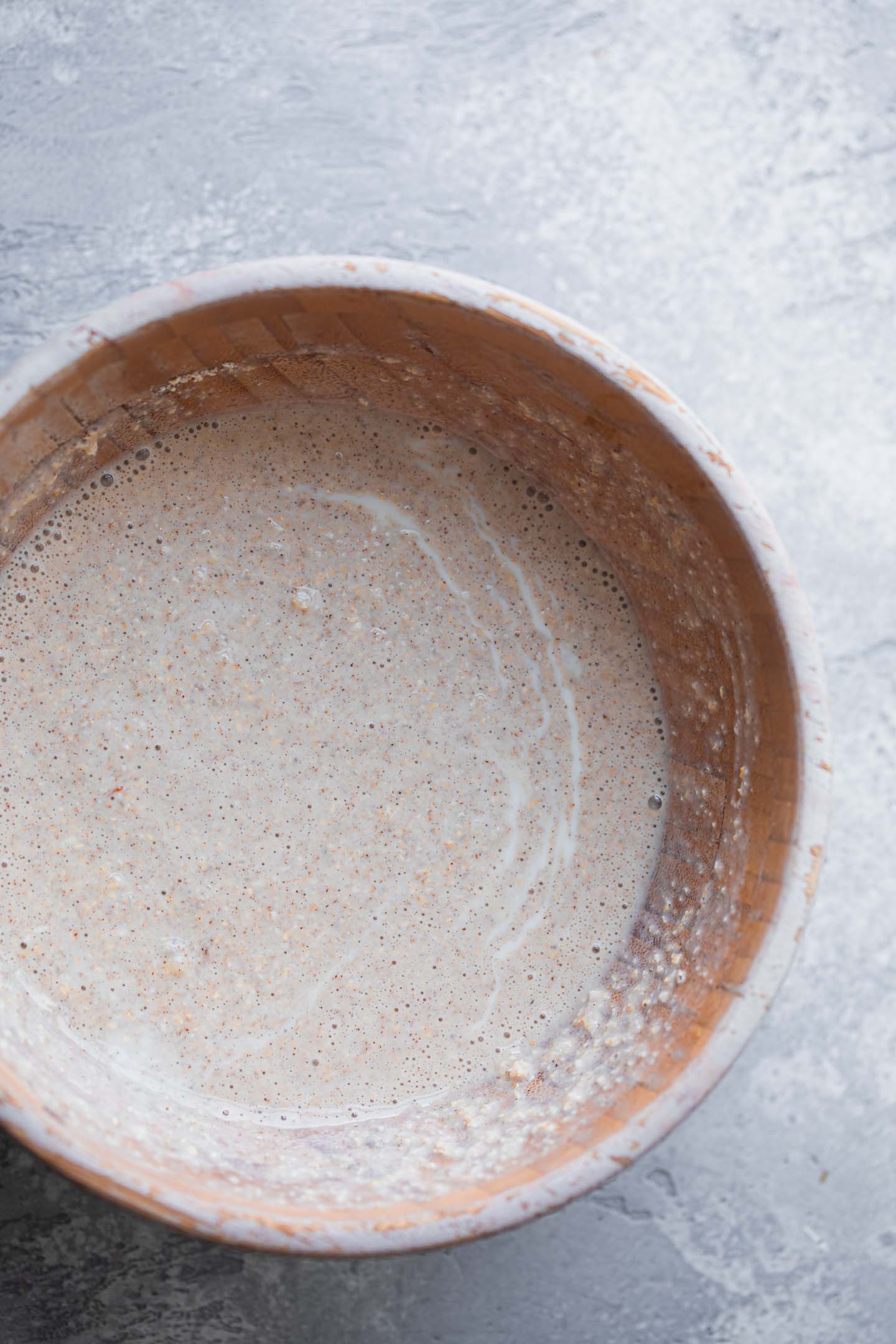 Pancake batter in a mixing bowl