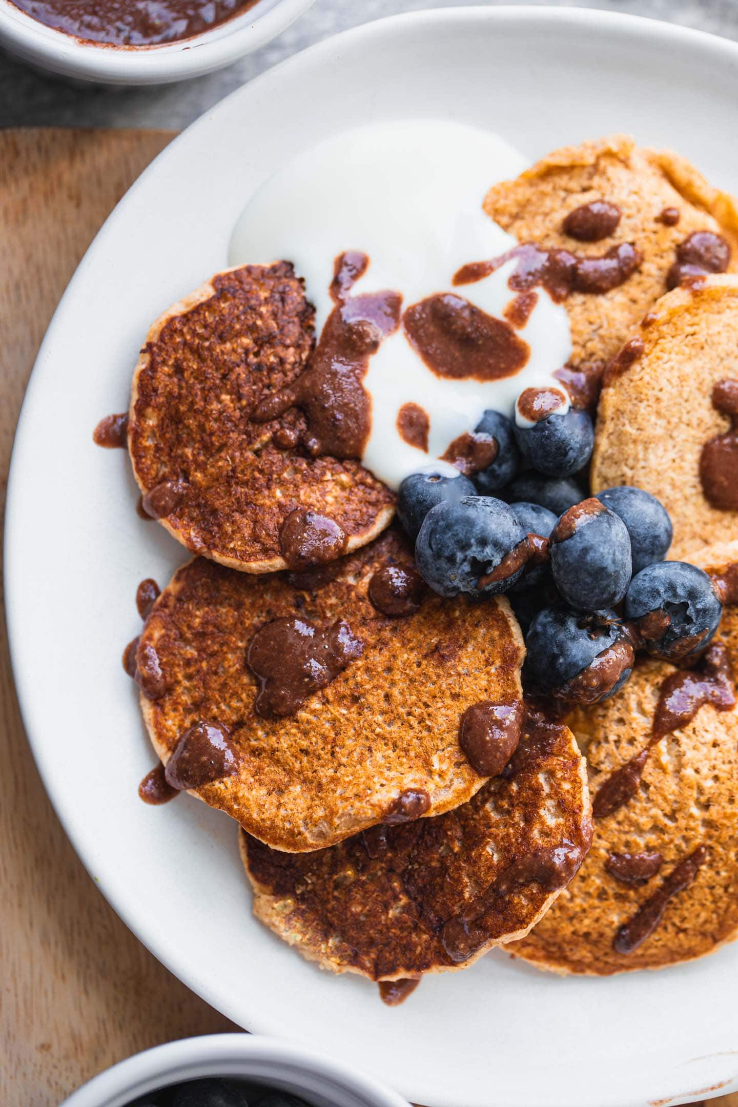 Vegan Cinnamon Pancakes With A Chocolate Sauce