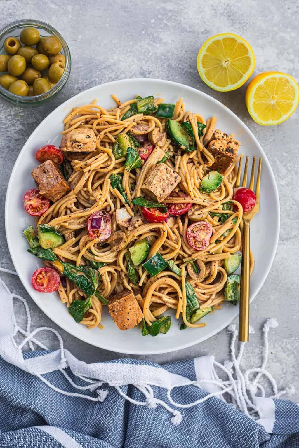 Cold Spaghetti Salad With Balsamic Tofu