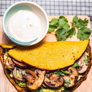 How to make a vegan chickpea omelette with tamari mushrooms