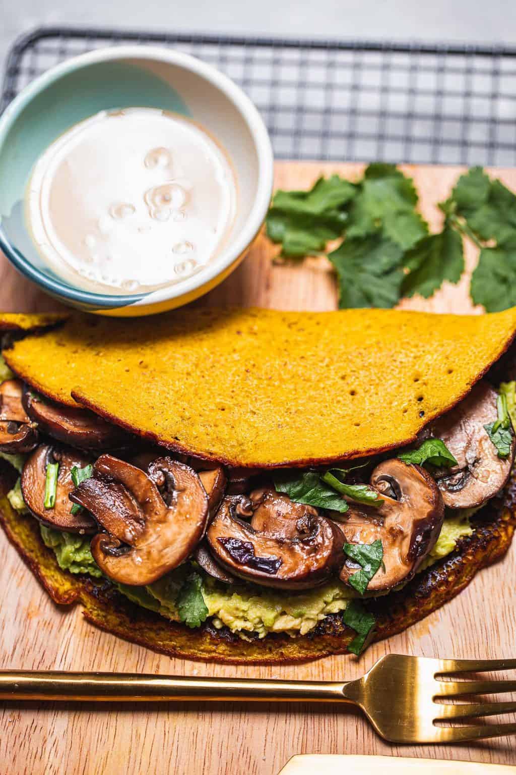 How To Make A Chickpea Omelette With Tamari Mushrooms Earth of Maria