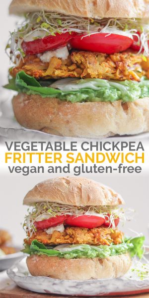 Vegan Vegetable Chickpea Fritter Sandwich - Earth of Maria