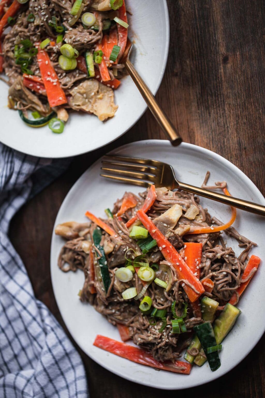 Miso Tahini Soba Noodle Stir-fry With Oyster Mushrooms | Earth of Maria