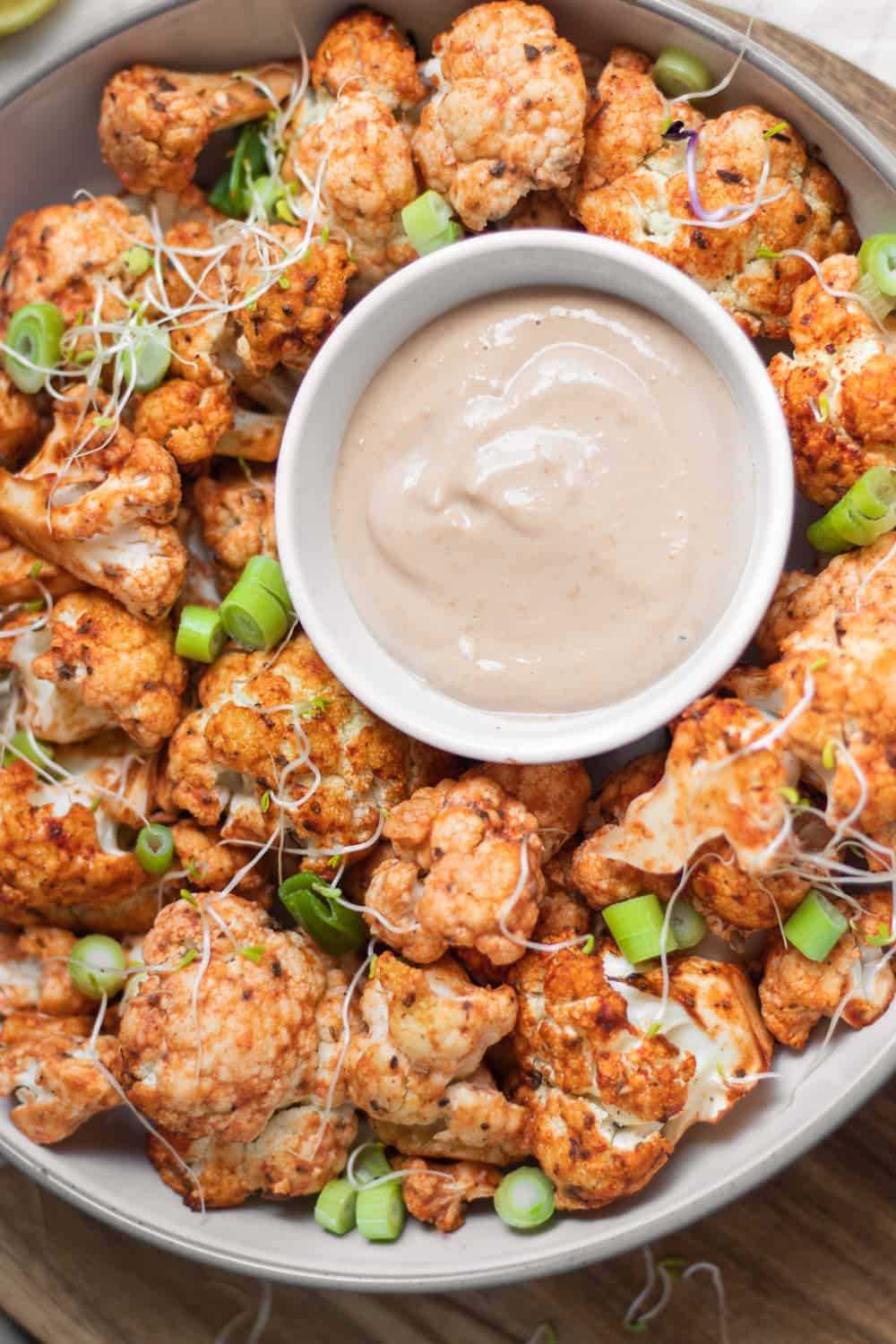 Vegan Roasted Cauliflower Bites With A Mild Peanut Dip