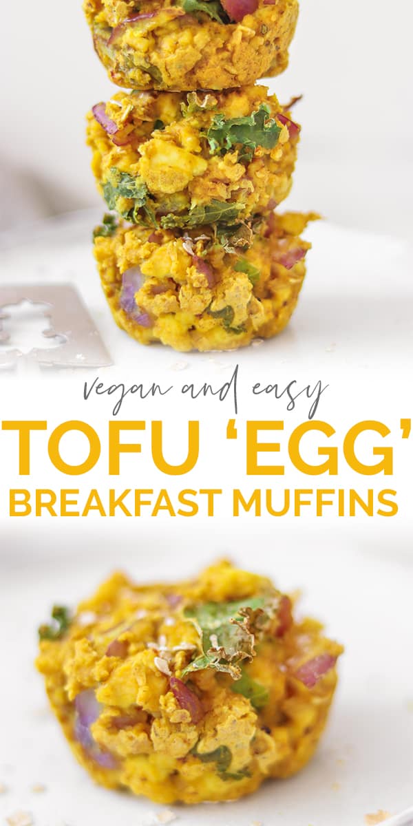 Vegan and easy tofu egg breakfast muffins Pinterest image