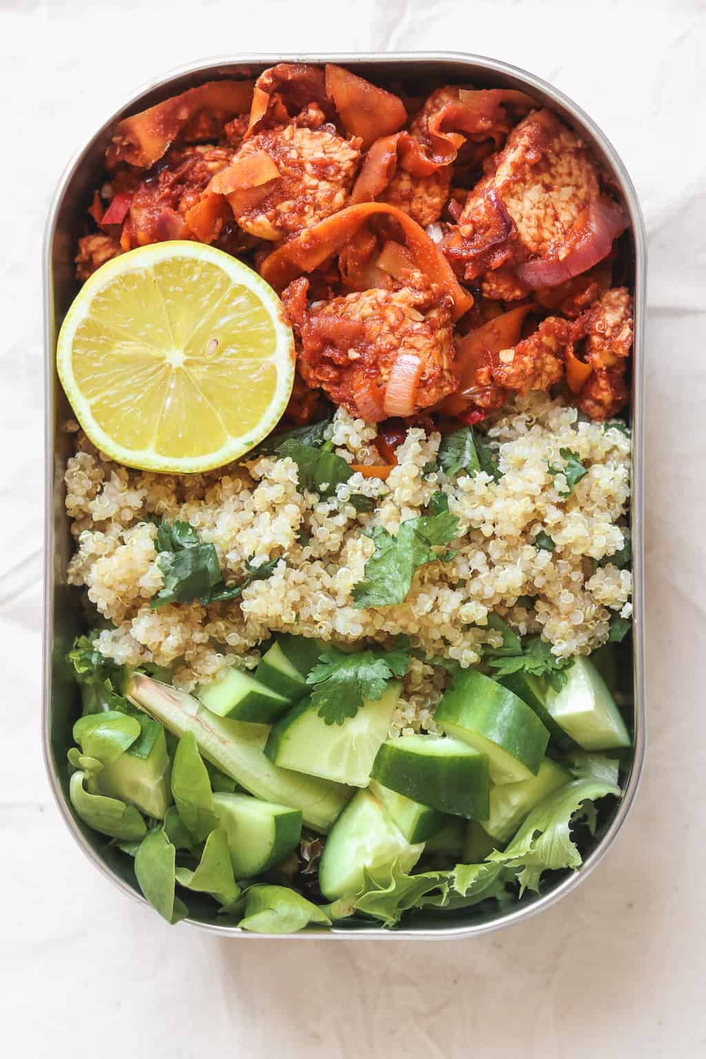 Quinoa And Tempeh With Tomato Sauce (Vegan Meal Prep)