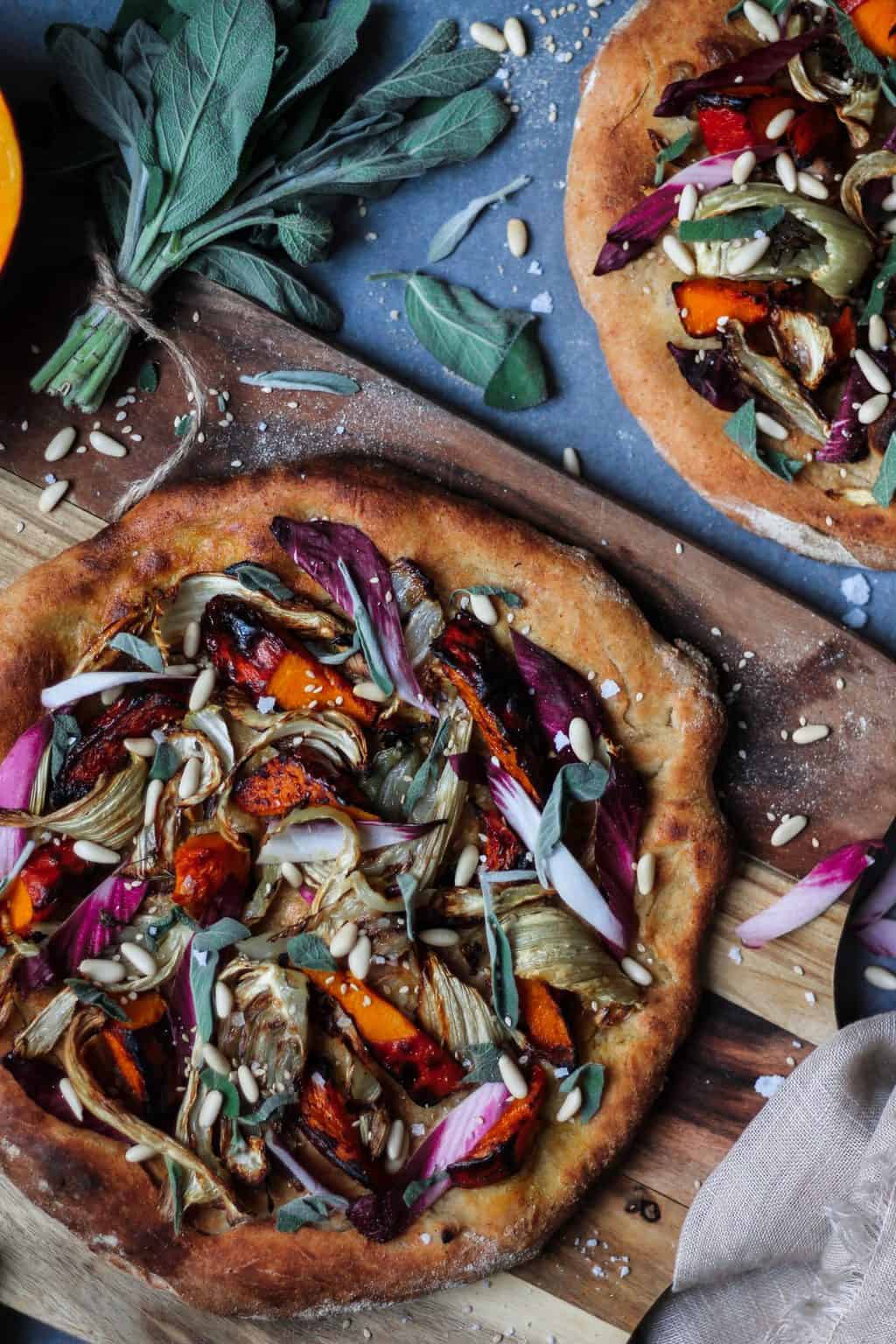 Pumpkin, fennel and endive pizza Two Spoons