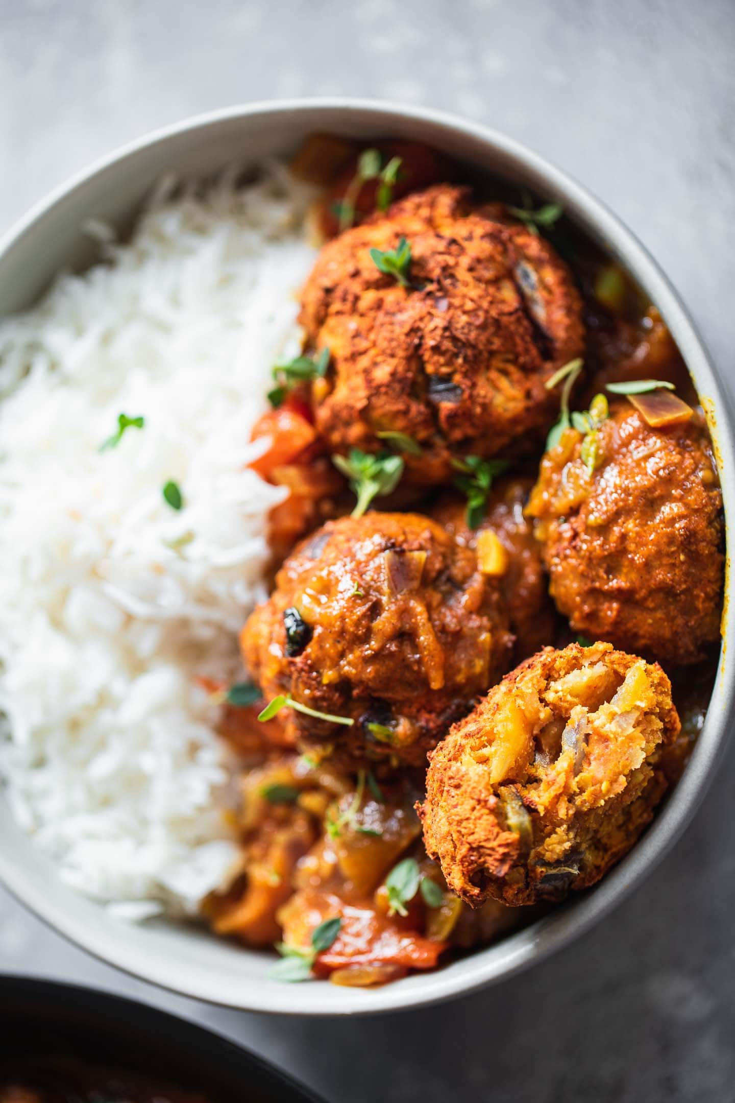 Vegan Lentil Meatballs In Curry Sauce