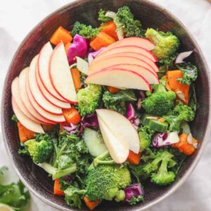 Maple butternut squash autumn salad with kale and apple