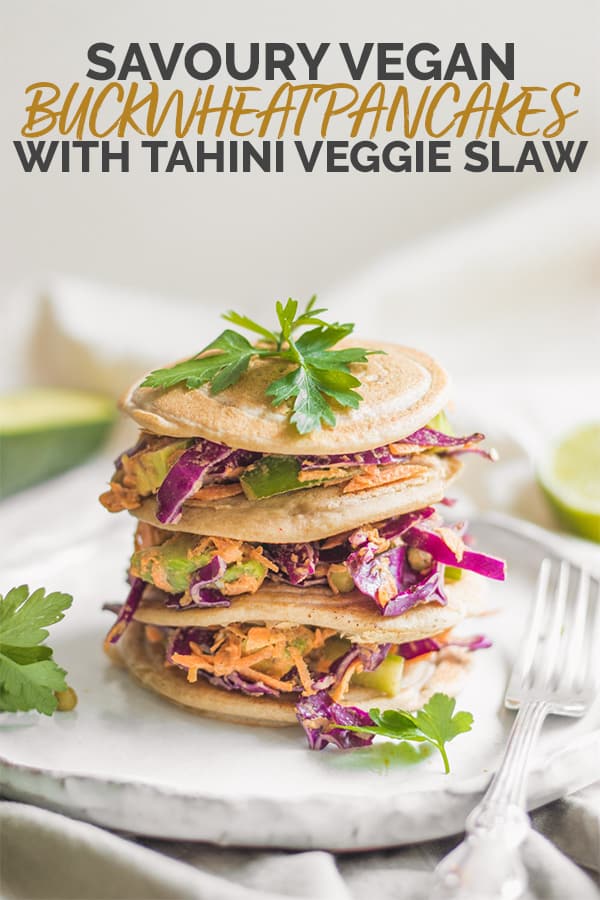 Vegan Buckwheat Pancakes With Tahini Veggie Slaw Earth of Maria