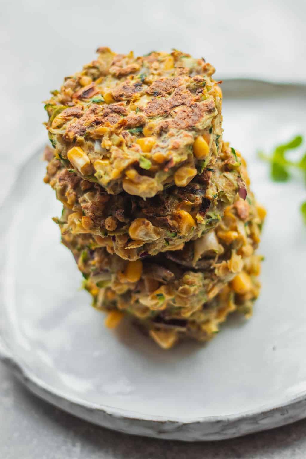 Healthy vegan zucchini fritters with red lentils