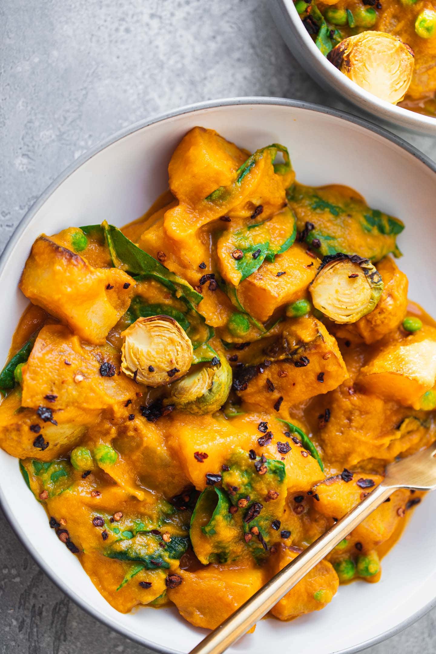Butternut squash sauce with roasted vegetables