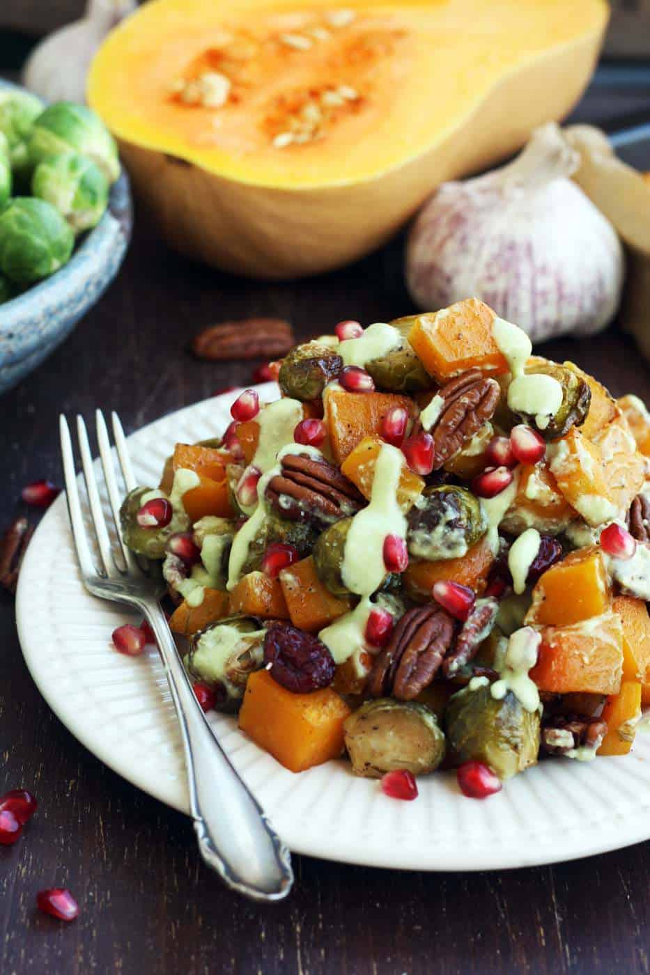Roasted Brussels sprouts with butternut squash Happy Kitchen Rocks