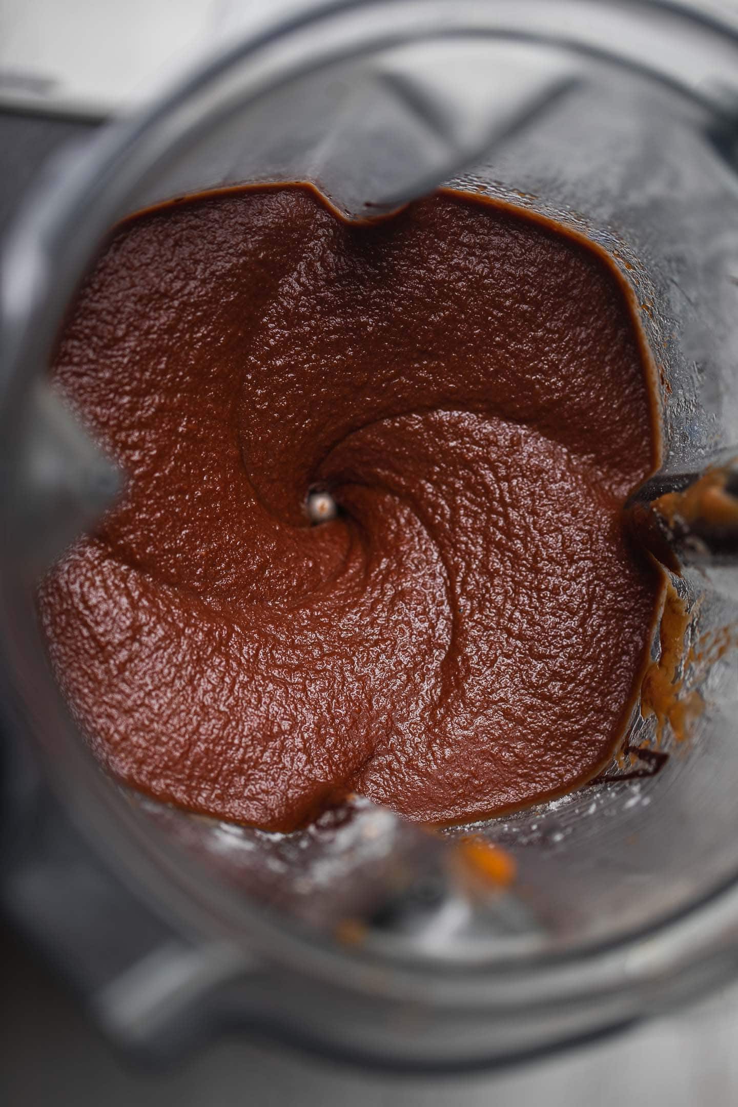 Sweet potato brownie batter in a blender