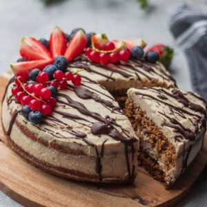 Vegan gingerbread cake with coconut frosting
