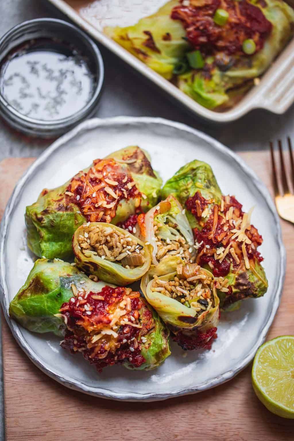 Vegan Stuffed Cabbage Rolls Recipe Earth Of Maria