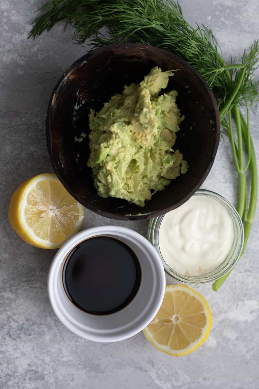Ingredients for an avocado sauce