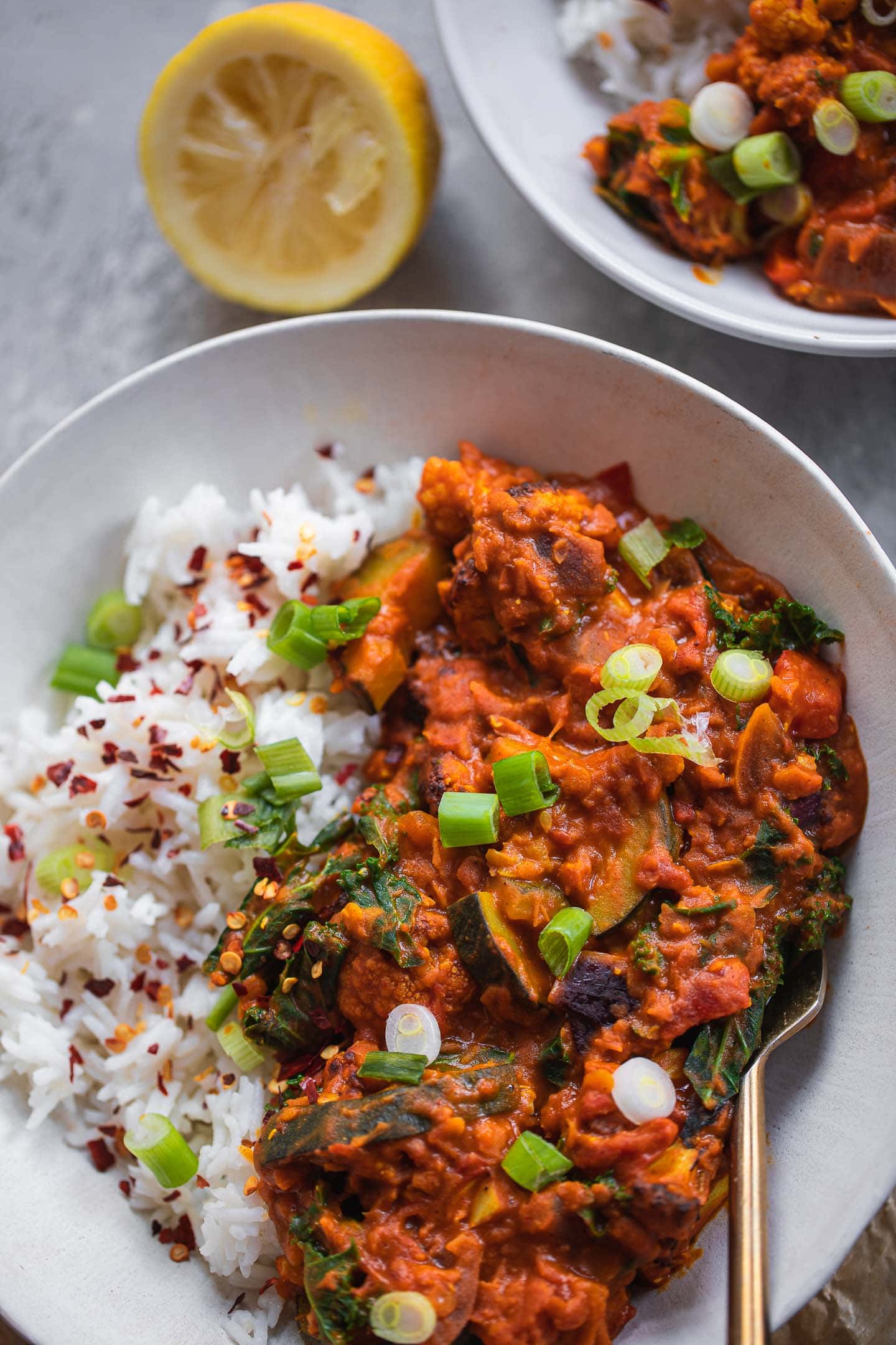 Bowl of vegan Dahl with red lentils