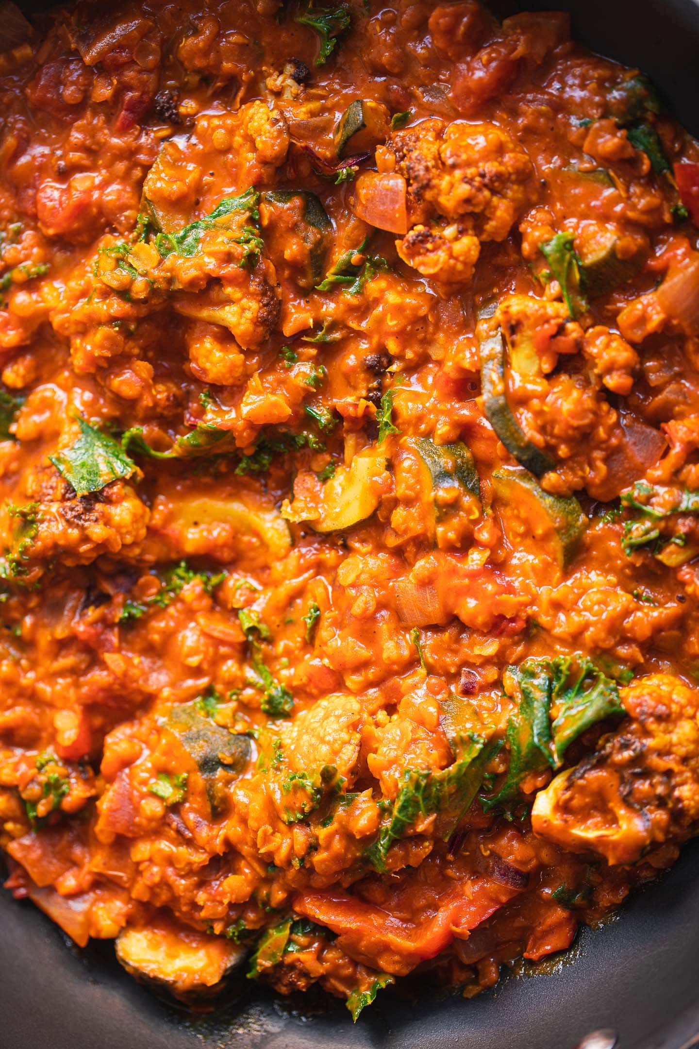 Cauliflower Dahl in a pan