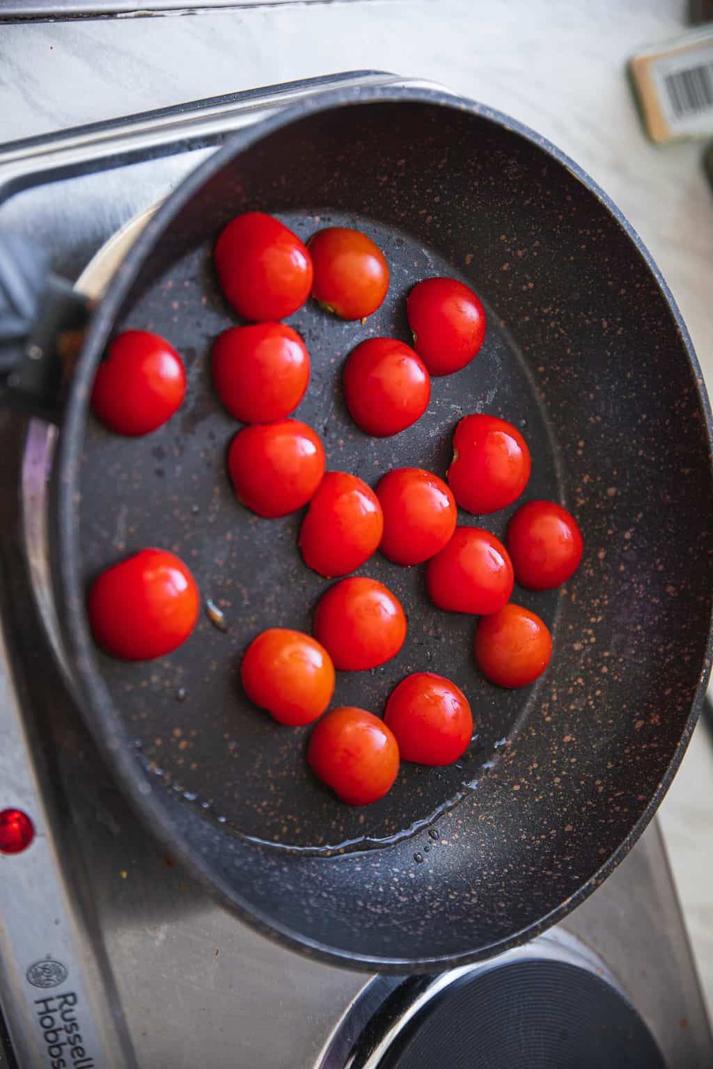 Tomatoes in a frying pan