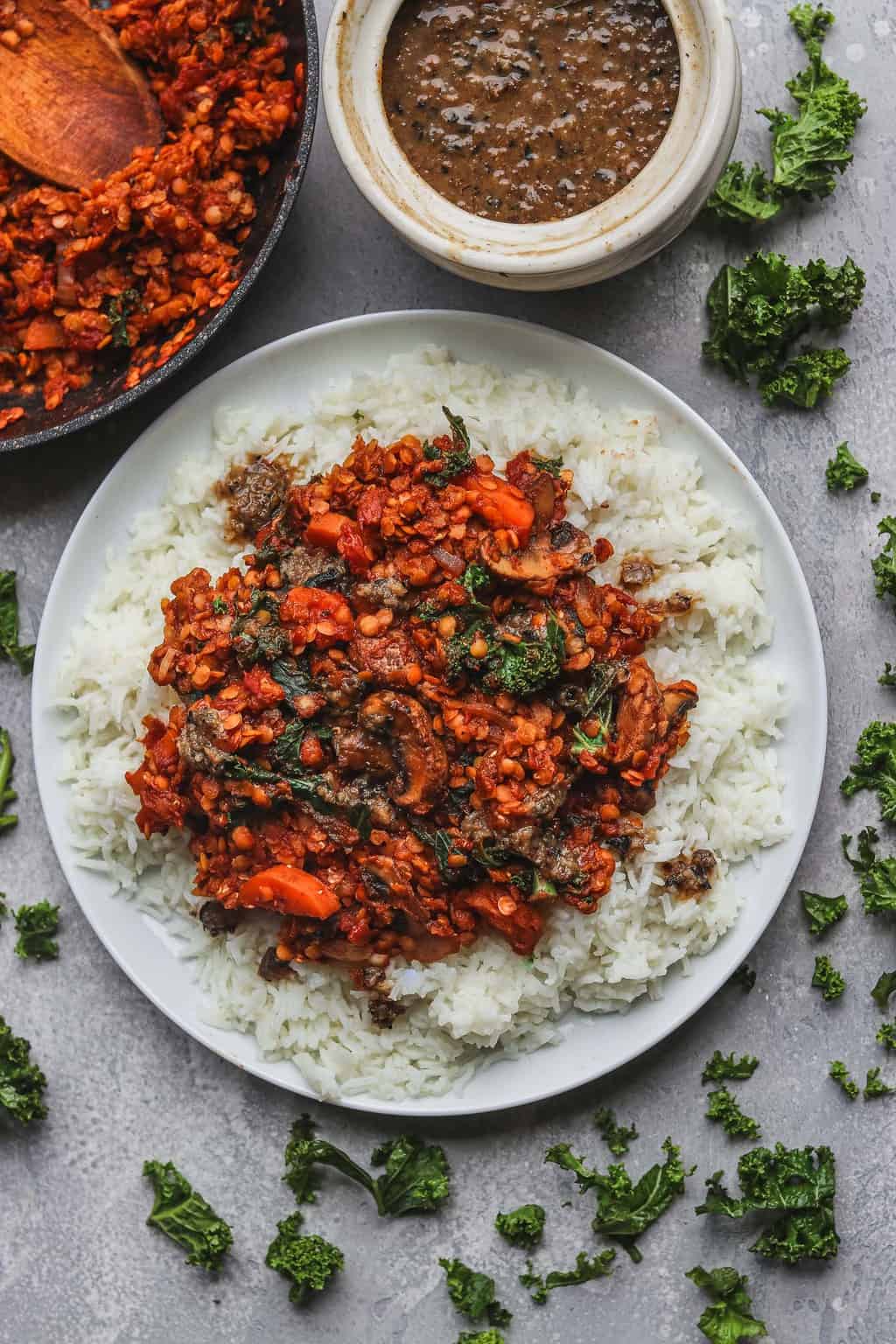 Vegan lentil stew with gluten-free gravy