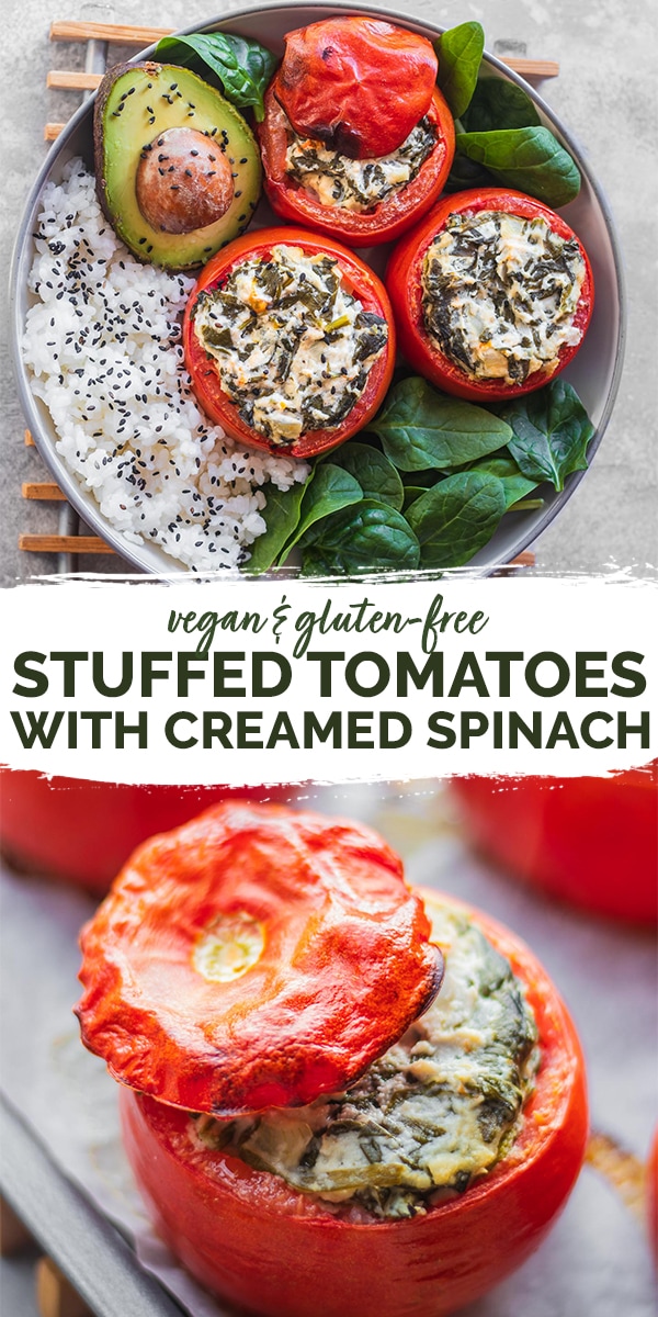 Vegan stuffed tomatoes with creamed spinach gluten-free Pinterest