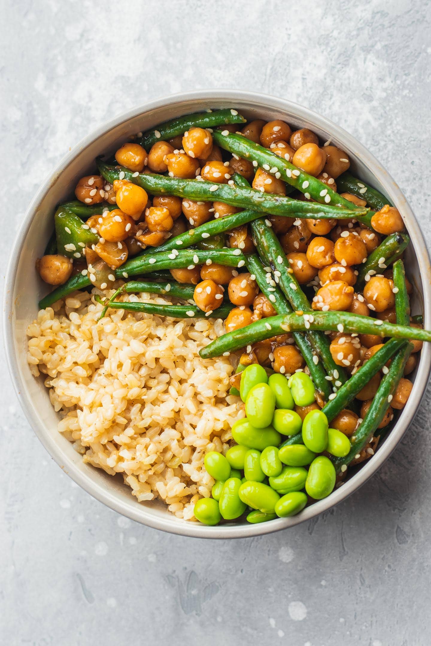 Vegan sweet and sour chickpeas and green beans gluten-free