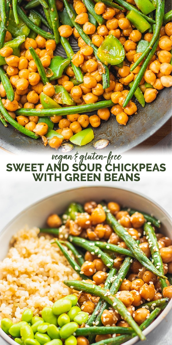 Vegan sweet and sour chickpeas and green beans gluten-free Pinterest