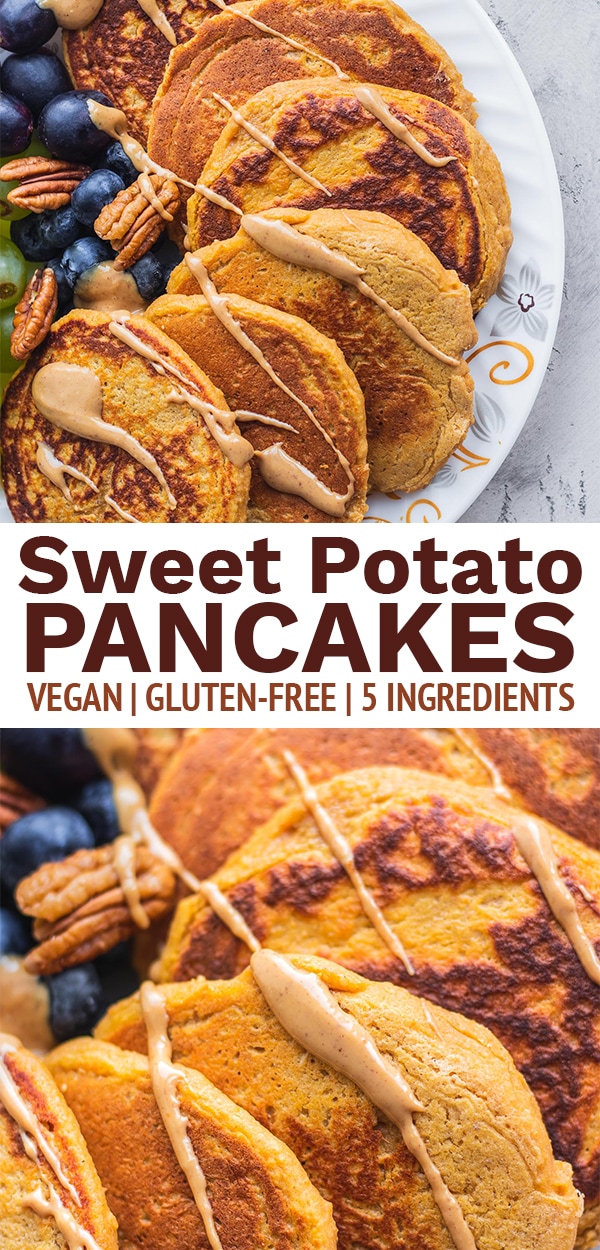 Vegan sweet potato pancakes gluten-free oil-free 5 ingredients