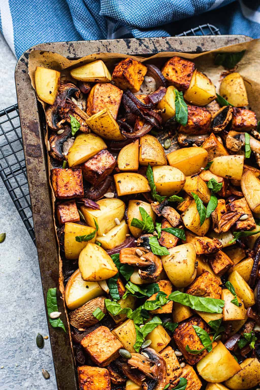 Vegan Sheet Pan Potatoes And Tofu