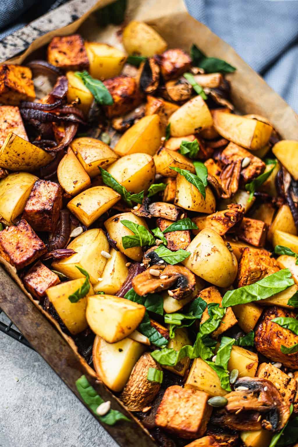 Vegan Sheet Pan Potatoes And Tofu Earth of Maria