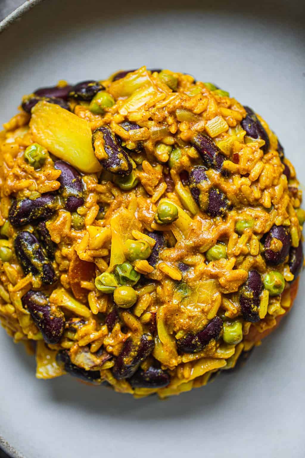 Vegan red rice and beans gluten-free oil-free