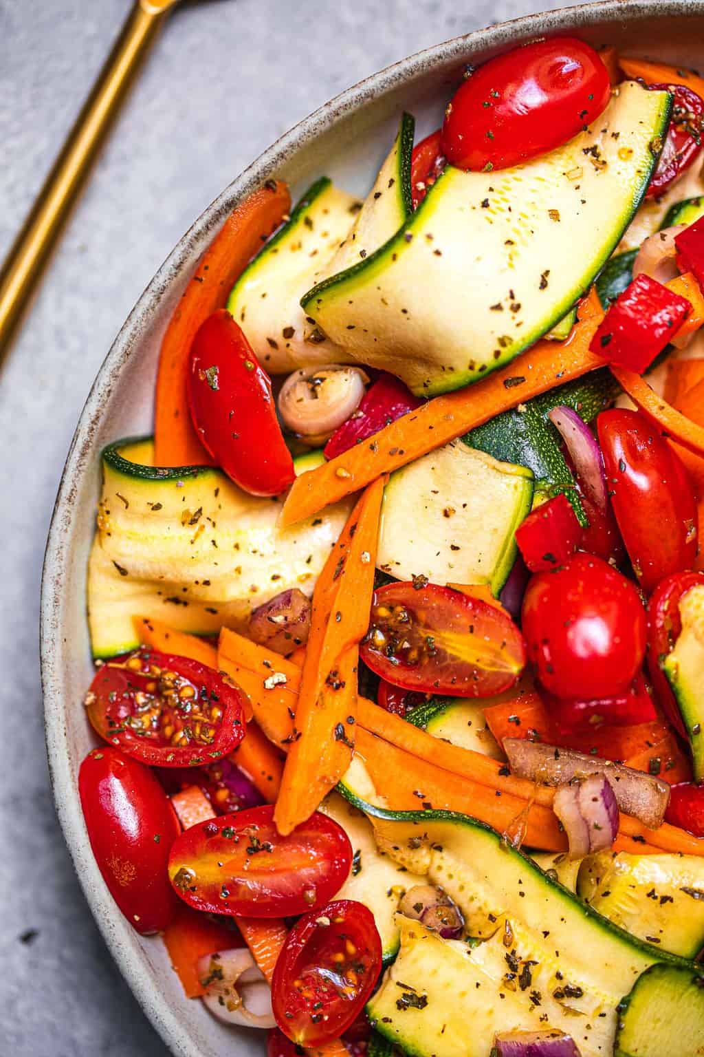 Zucchini sweet potato salad oil-free