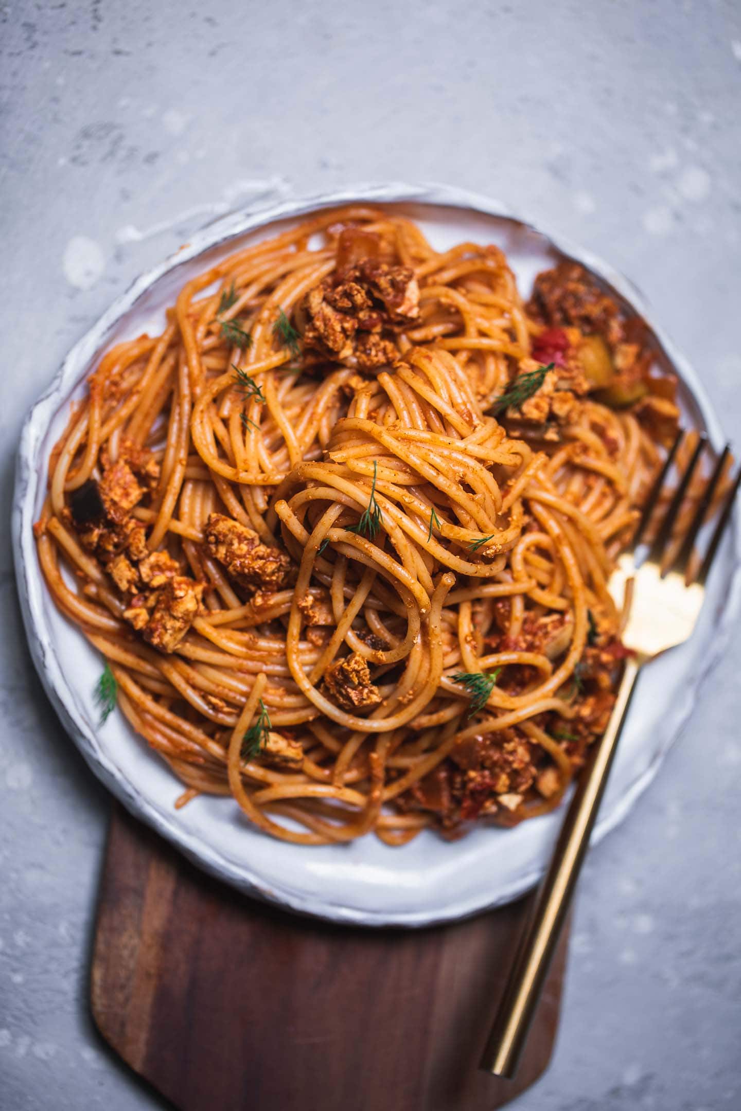 Vegan smoky eggplant pasta gluten-free