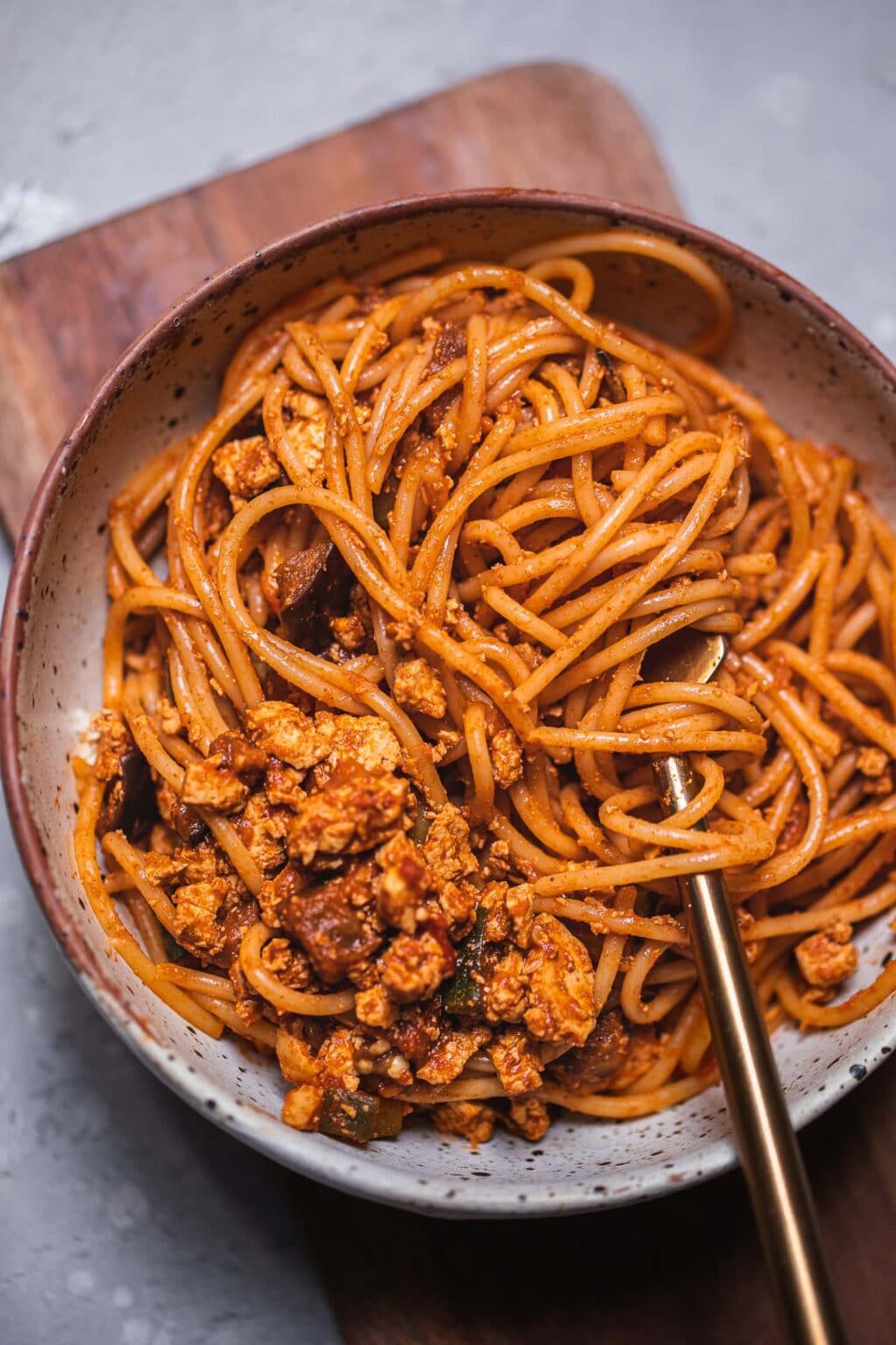 Vegan Smoky Tofu Eggplant Pasta (Gluten-free) - Earth of Maria