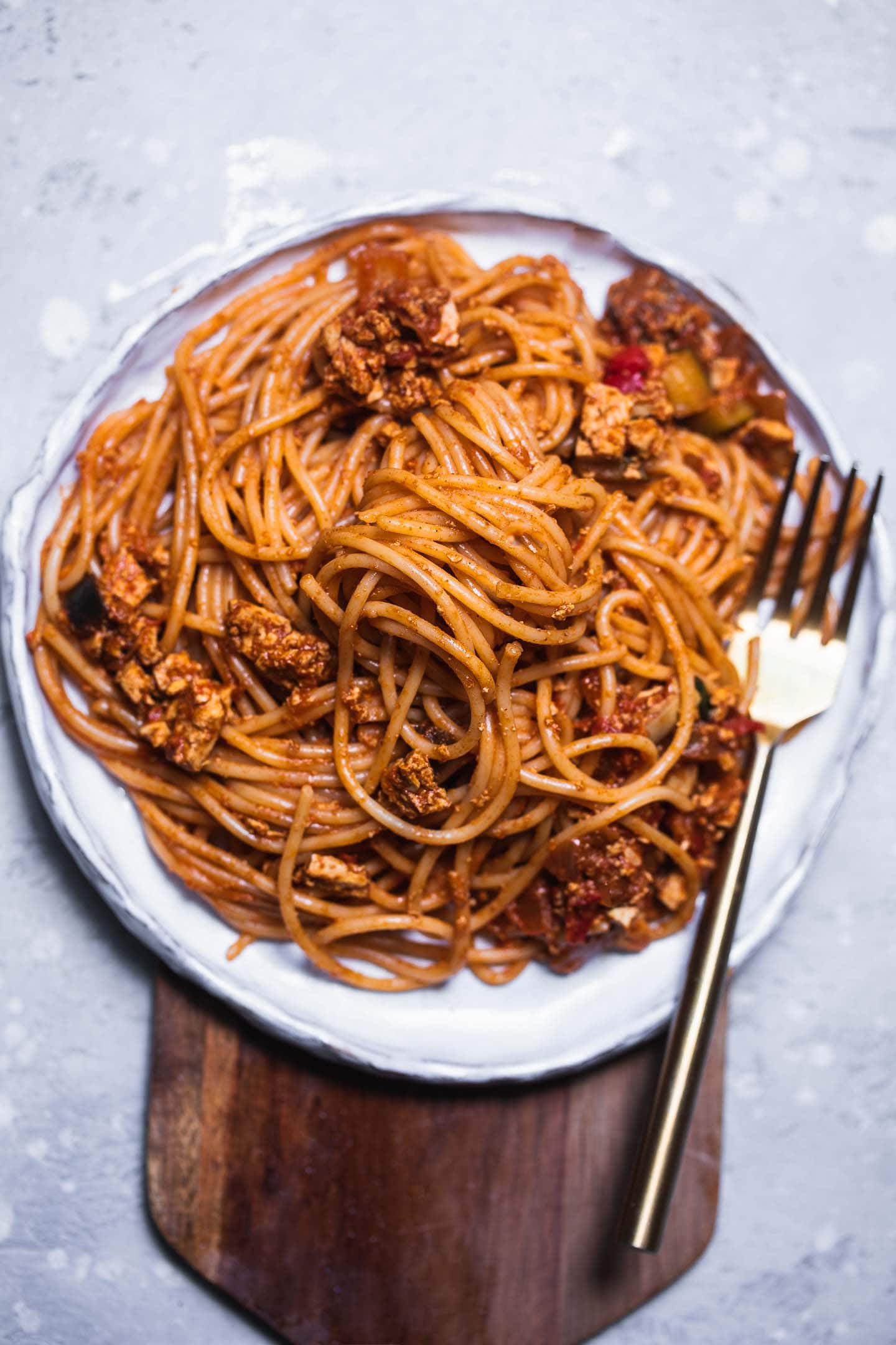 Smoky Tofu Eggplant Pasta