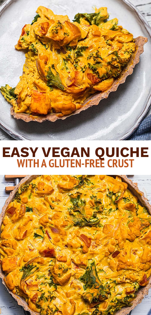 Easy vegan quiche with a gluten-free crust