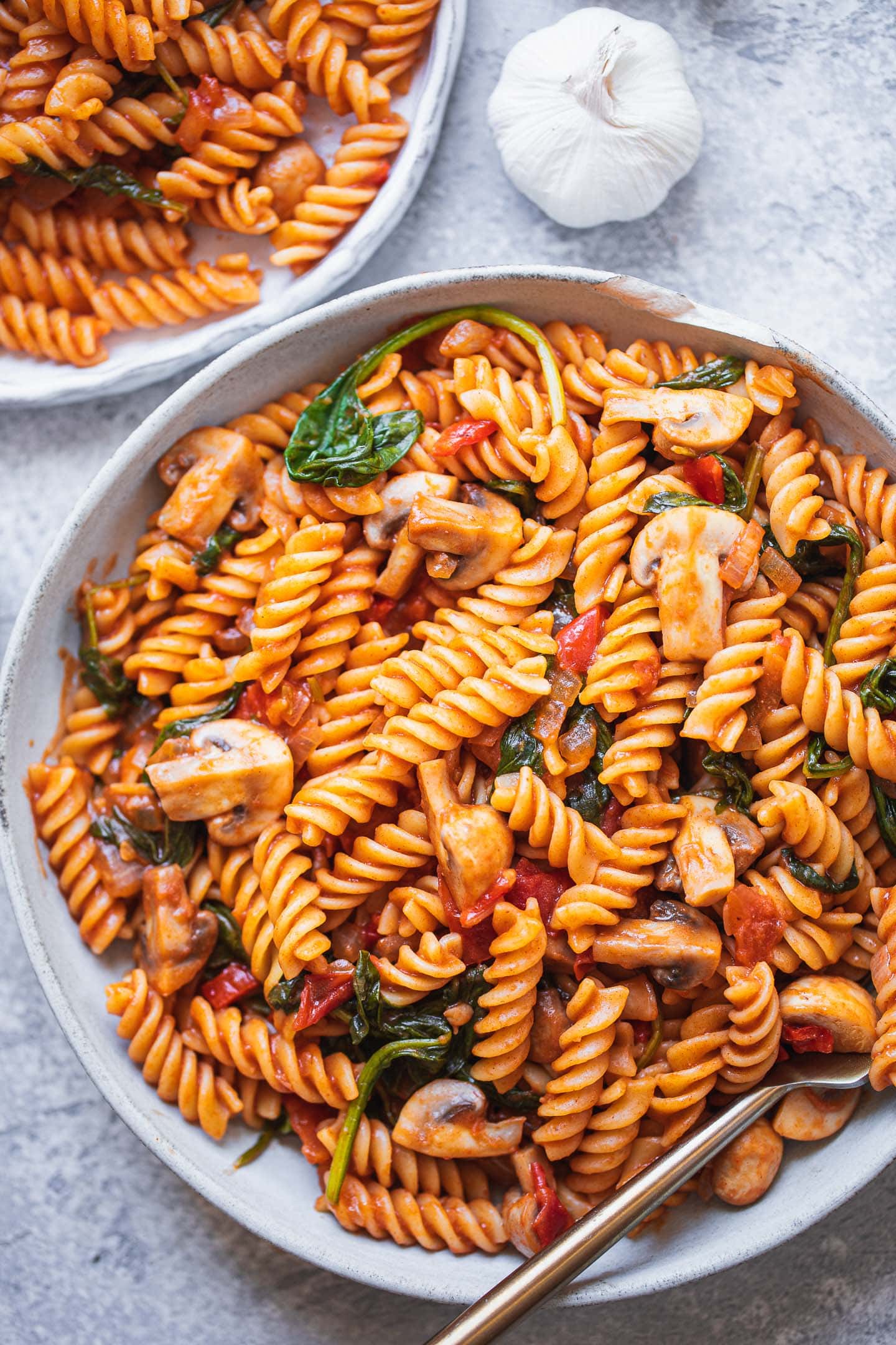 image of vegan mushroom pasta on plate