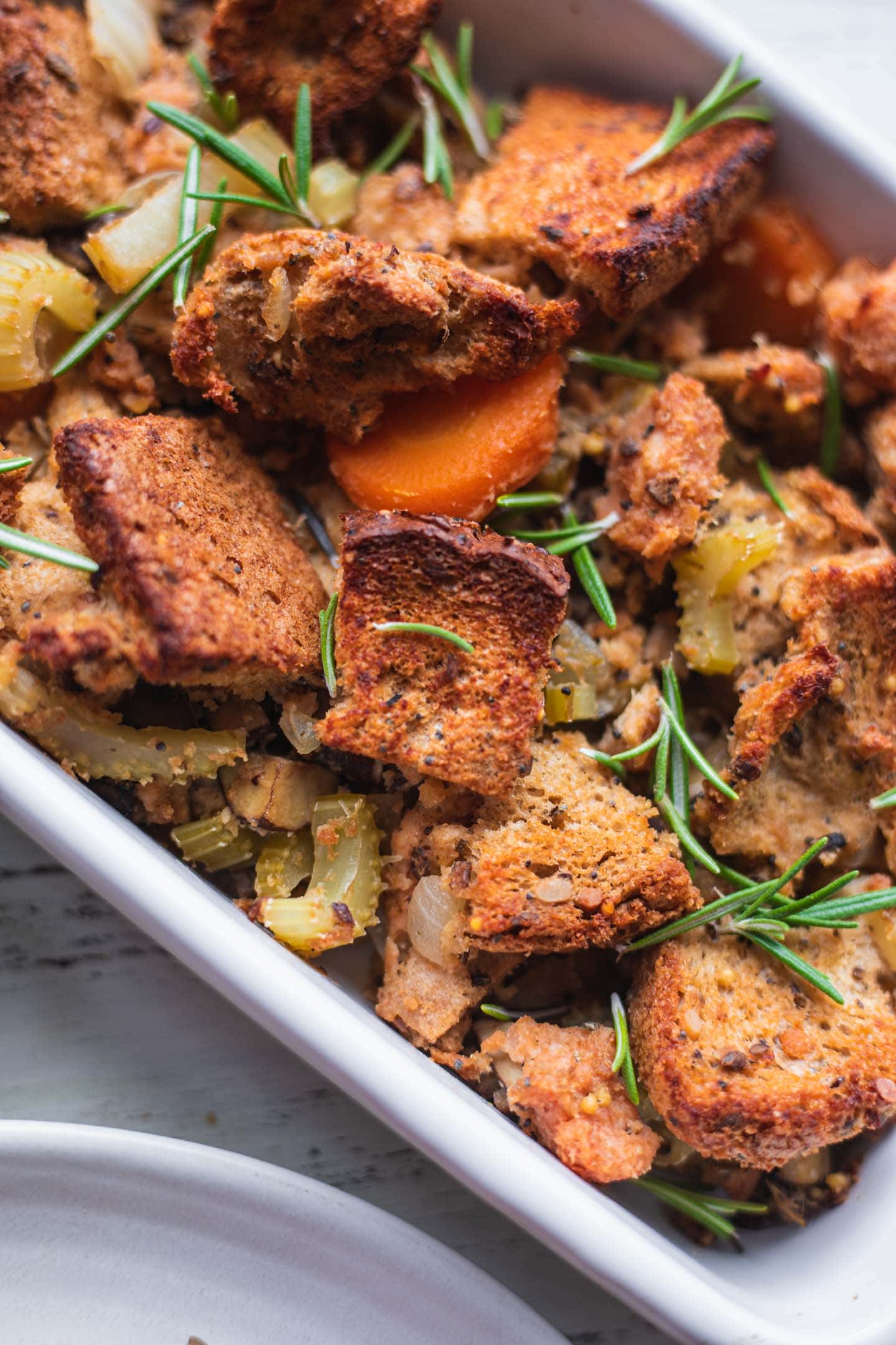 Baking dish with veggie stuffing