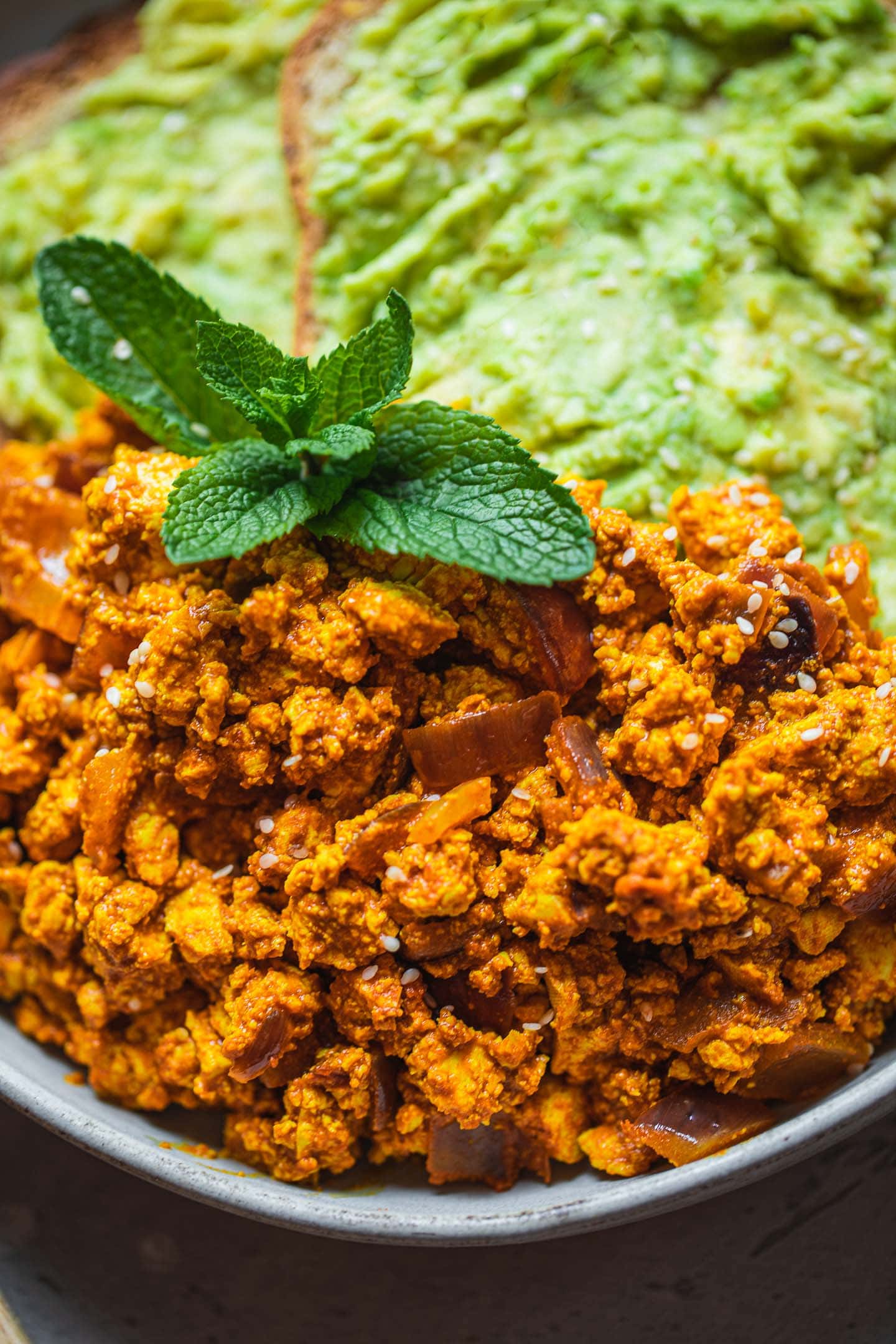 Closeup of a tofu scramble