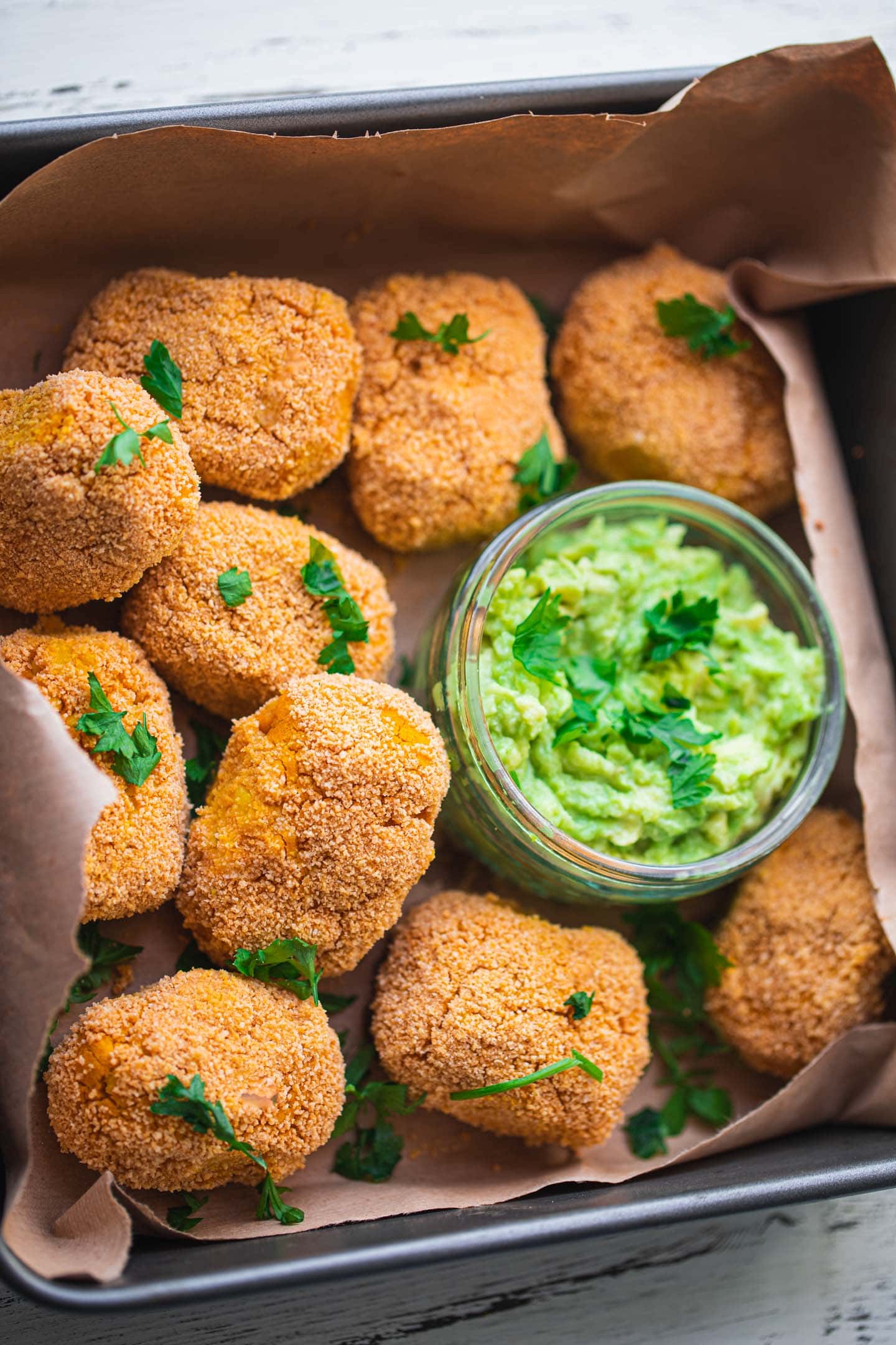 Vegan chicken nuggets made from tofu and chickpeas
