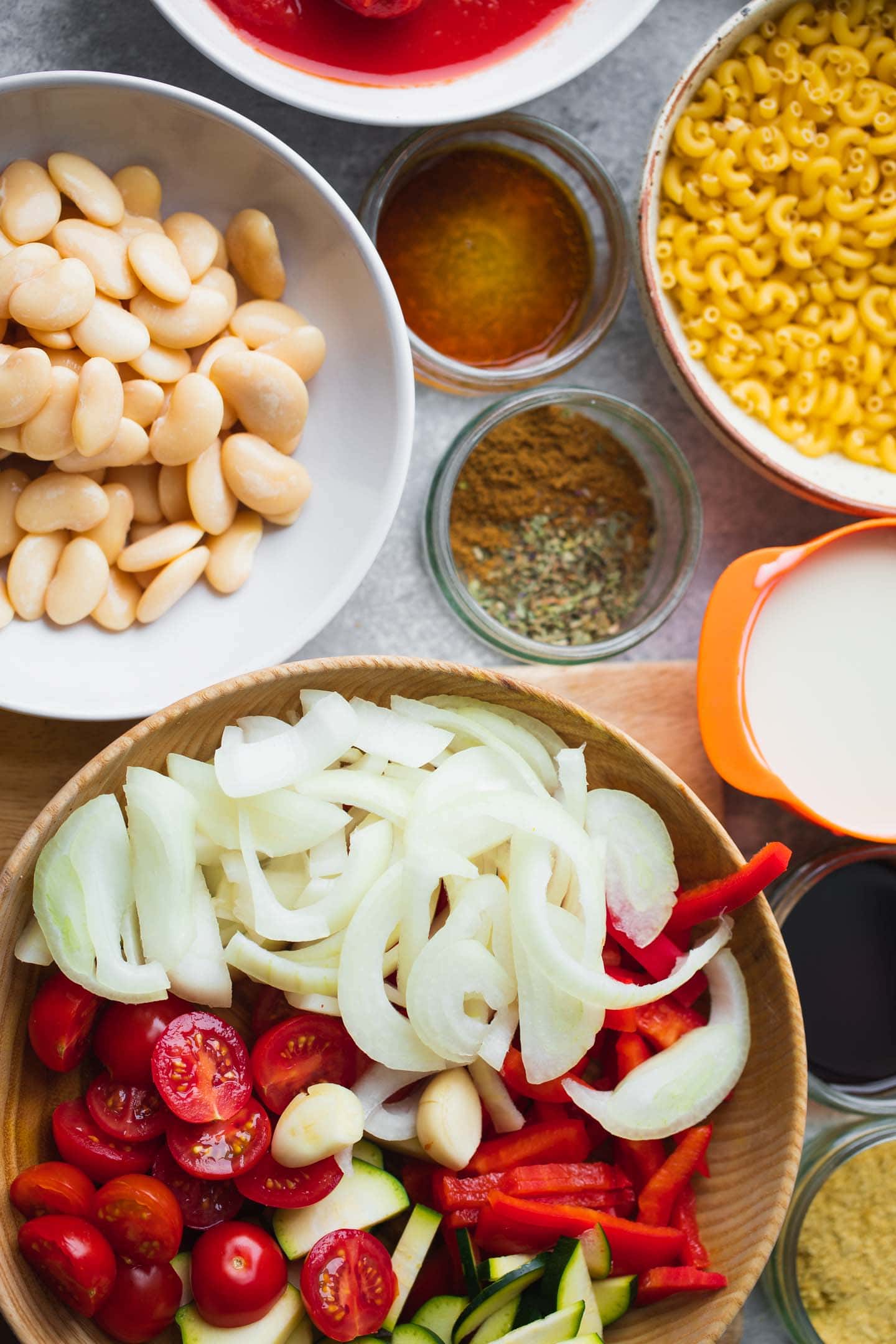 Ingredients for vegan minestrone soup
