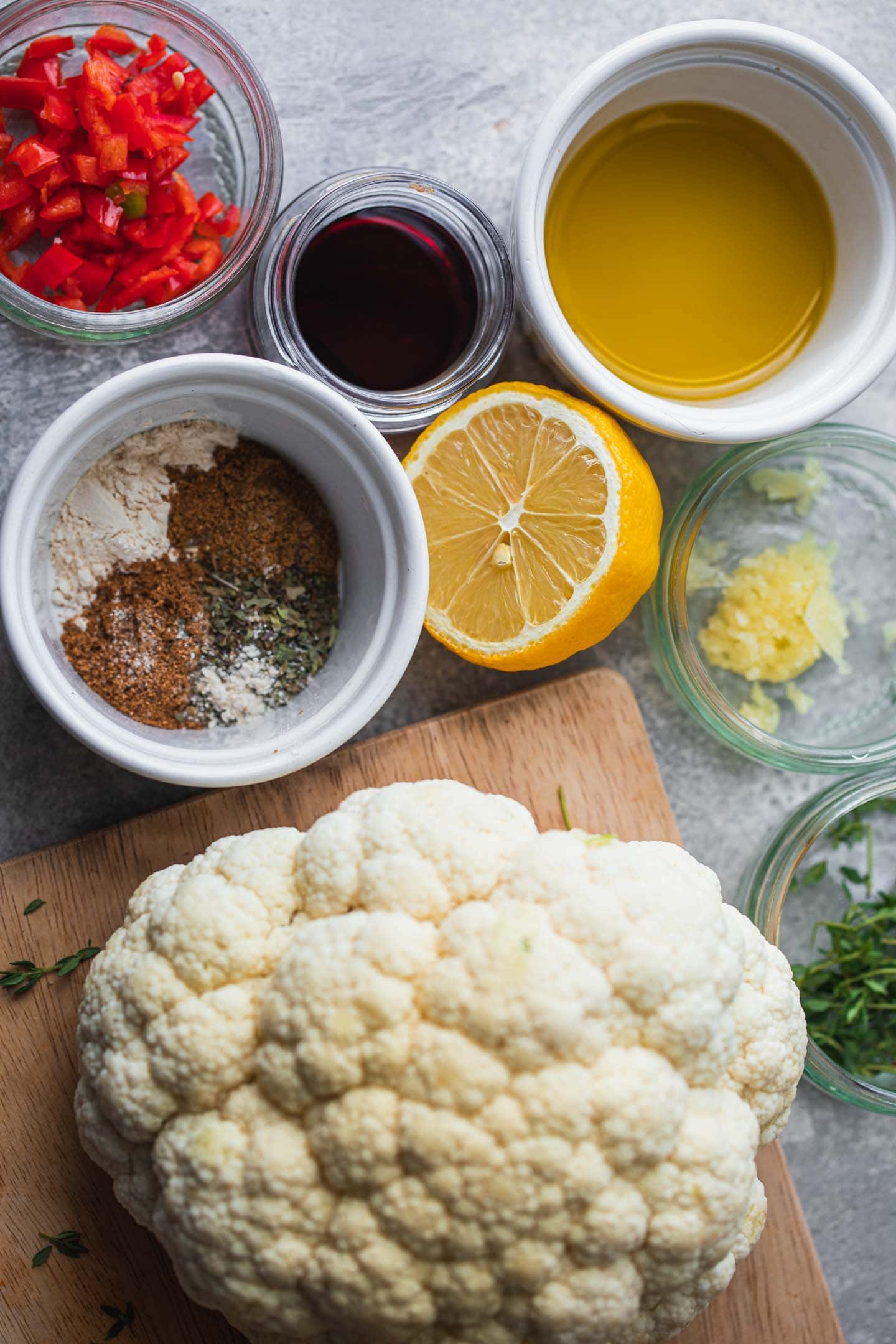 Ingredients for whole roasted cauliflower