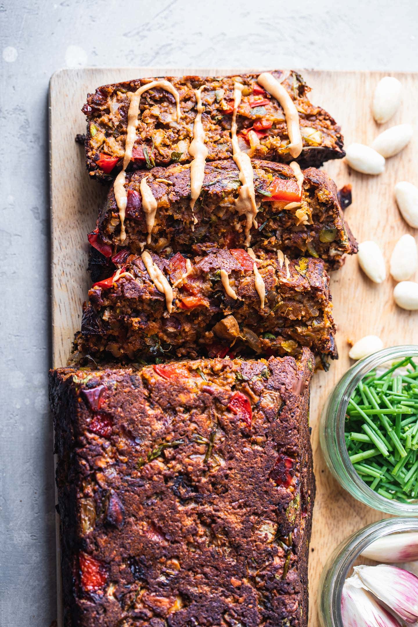 Vegan loaf with nuts and vegetables