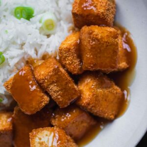 Crispy tofu with rice
