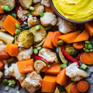 Vegan Roasted Vegetables With Turmeric Cashew Sauce