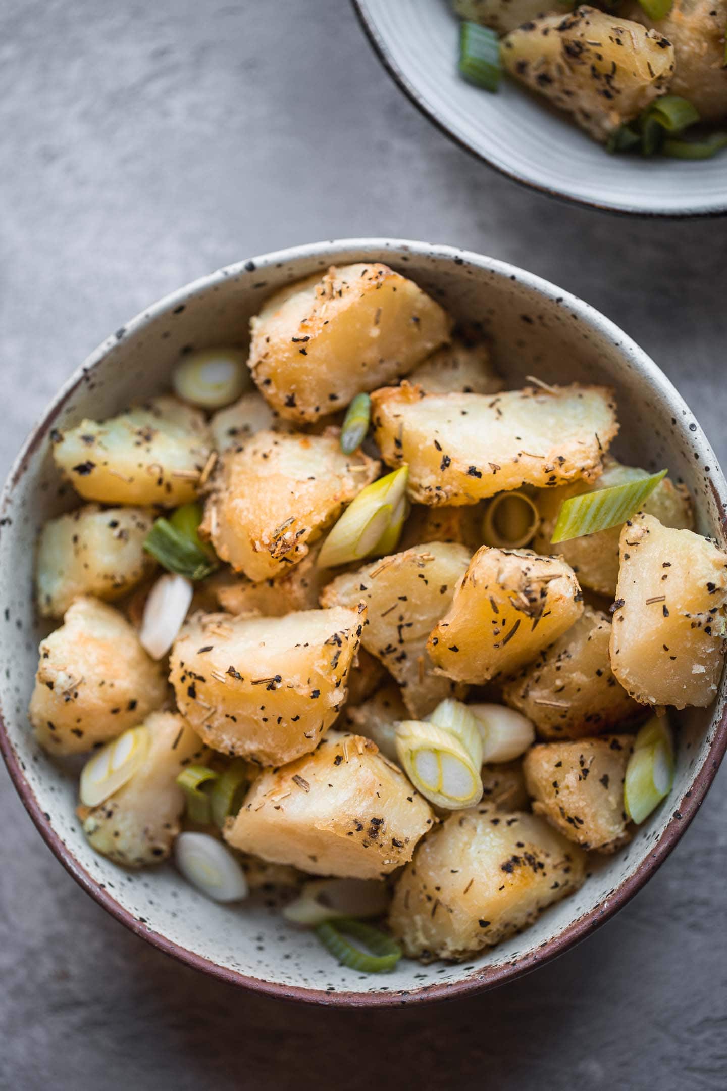 Roast potatoes in a bowl