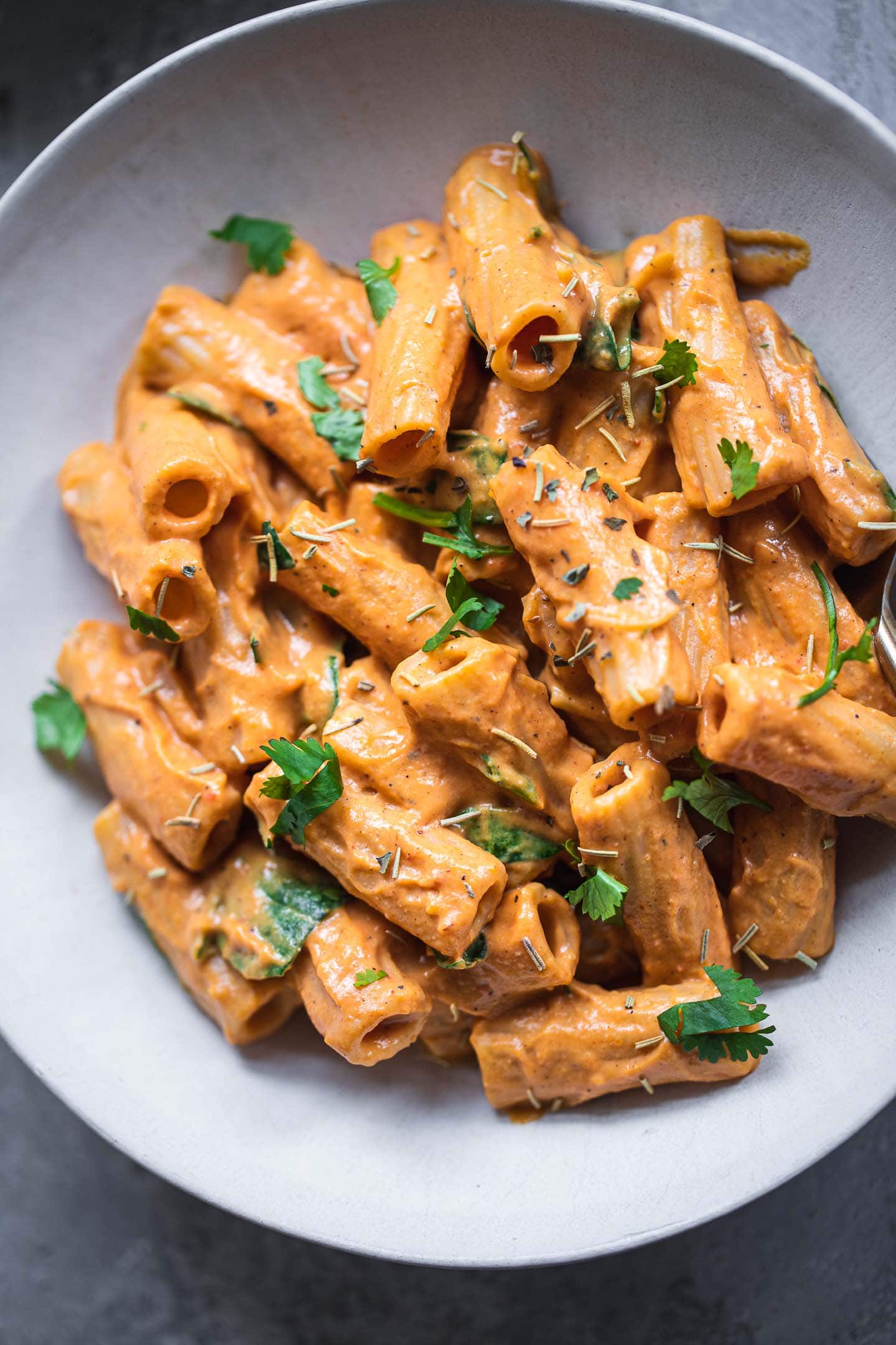 Butternut squash rigatoni with spinach