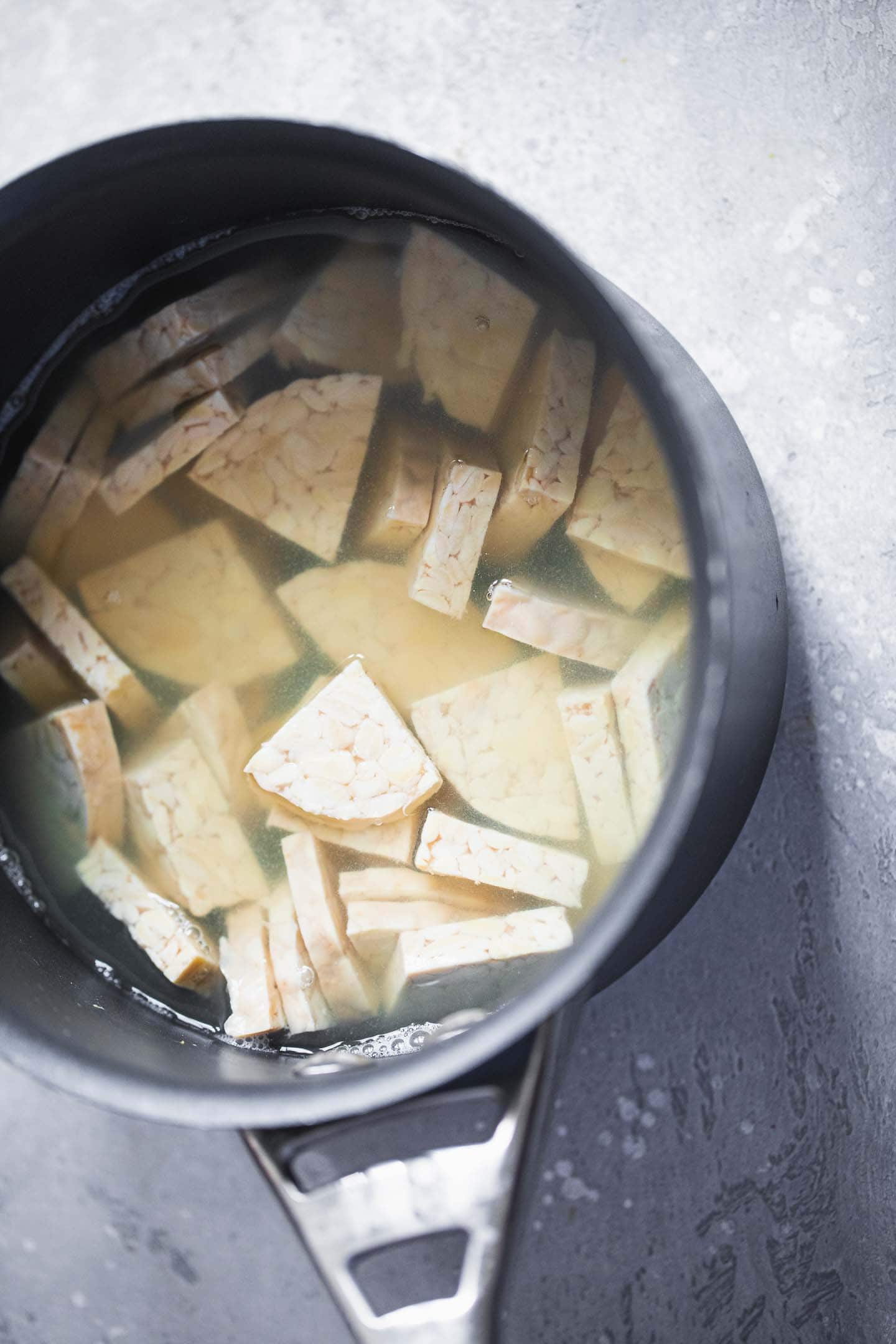 Tempeh in a saucepan