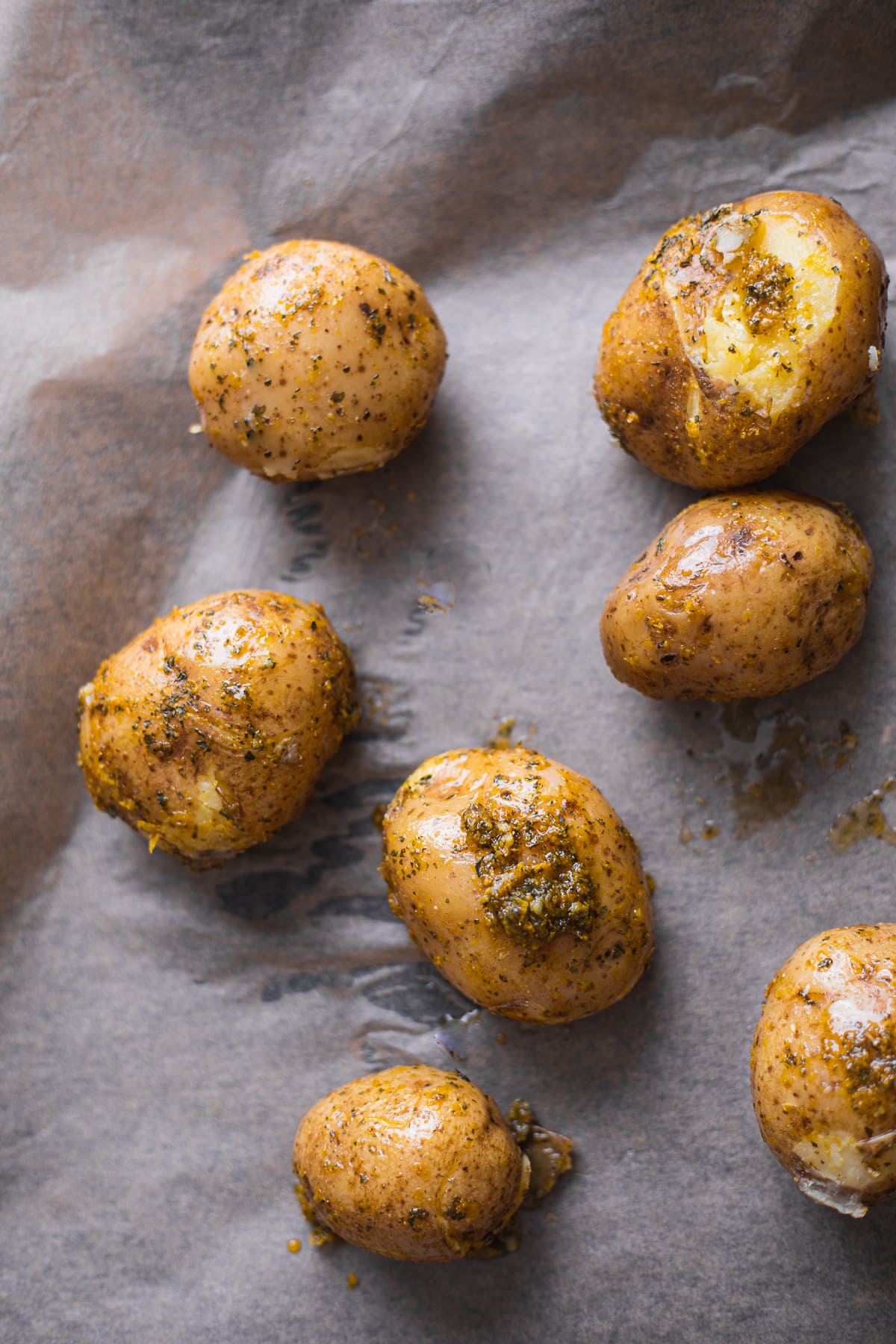 Potatoes on a baking tray
